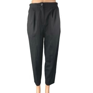 Away Women's Black Wool Straight Tapered High Waist Trousers Dress Pants Size 0
